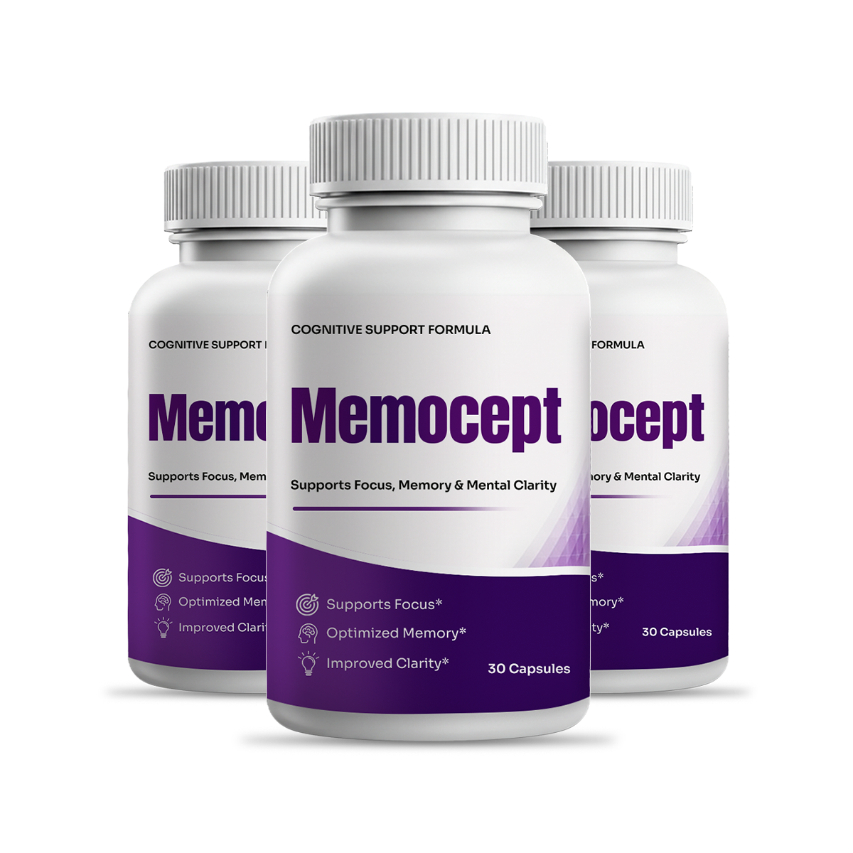 MemoCept cognitive support capsules — 3 bottle supply